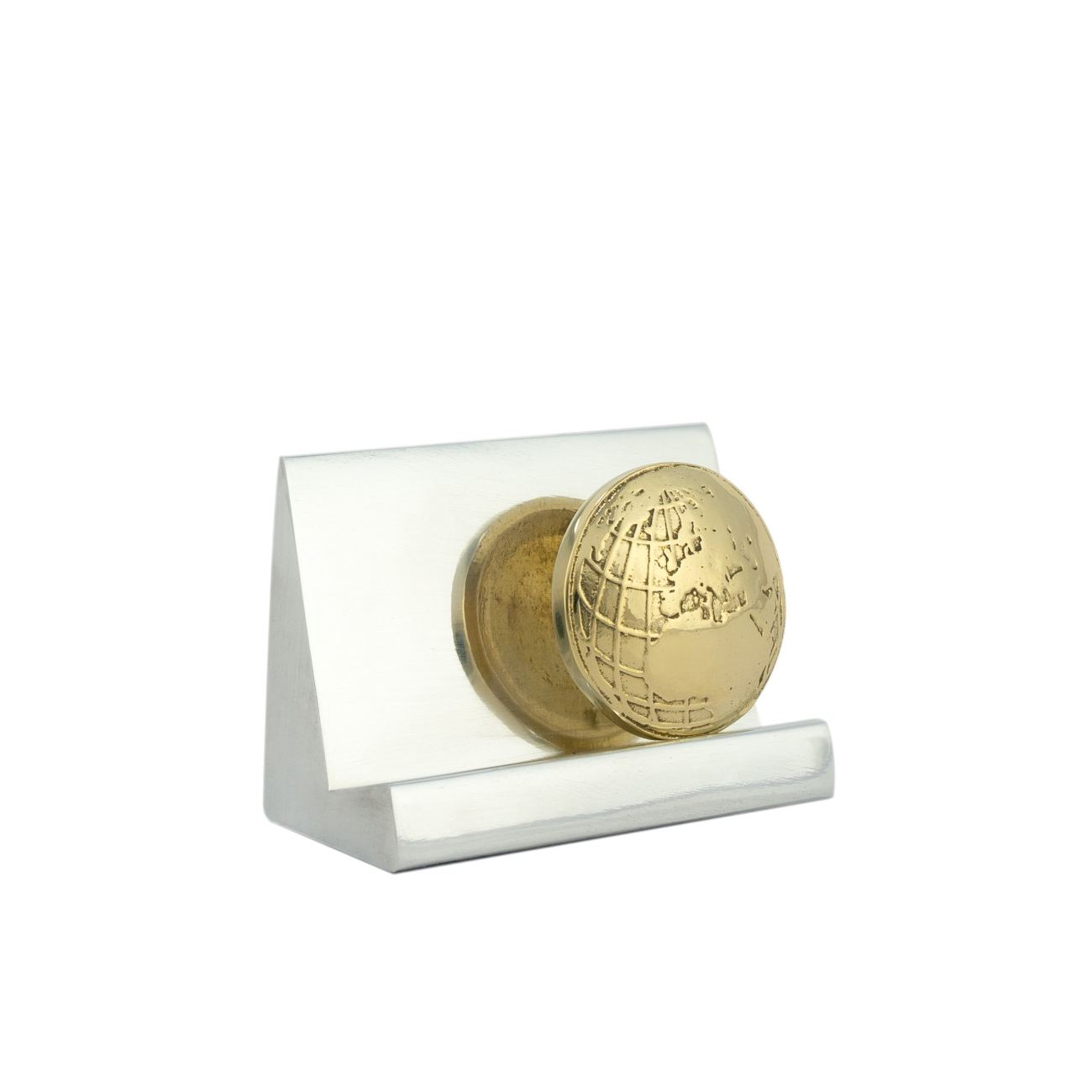 Globe Design Desk Accessories Set of 2 Letter Opener, Business Card Holder. Handmade of